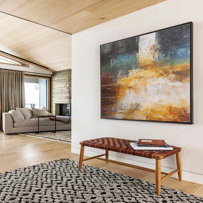 Gray, Black, Blue, Yellow Abstract Landscape Painting, Abstract Acrylic Art WB010