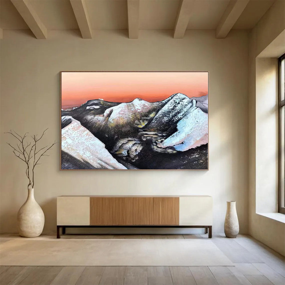 Extra Large Size Multicolor Abstract Mountain Landscape Painting WB128