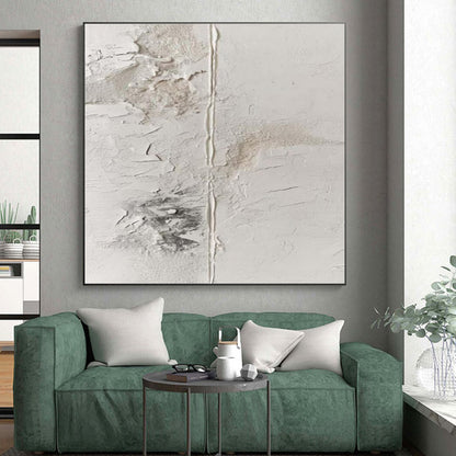 Hand-Painted White & Gray Textured Abstract, Acrylic Modern Art Painting HS327