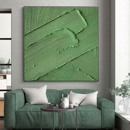 Unique Abstract Art Green Textured Abstract, Large Contemporary Wall Art HS340