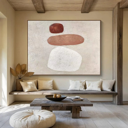 Big Size Brown, Beige and White Abstract Minimalist Painting WB119