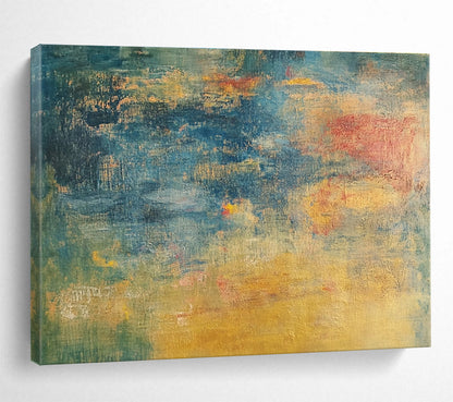 Big Size Blue, Yellow, and Red Abstract Textured Art - Acrylic Painting WB292