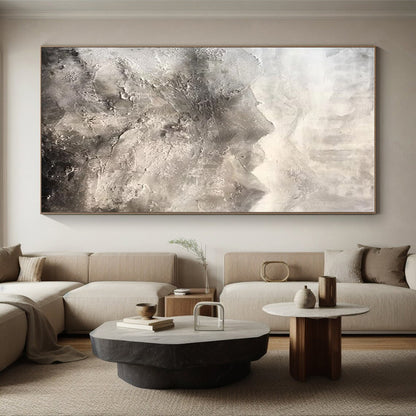 Hand-Painted Gray & White Textured Mountain Abstract, Acrylic Modern Art Painting HS251