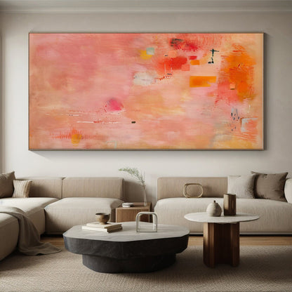 Cool Abstract Paintings Pink, Orange, and Red Dynamic Abstract Art HS765