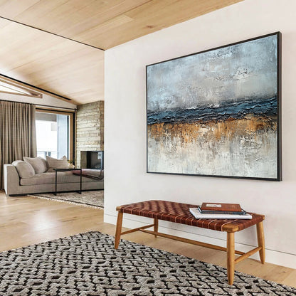 Modern Art Abstract Paintings with Gray, Blue and Brown Colors, Textured Abstract Theme WB304