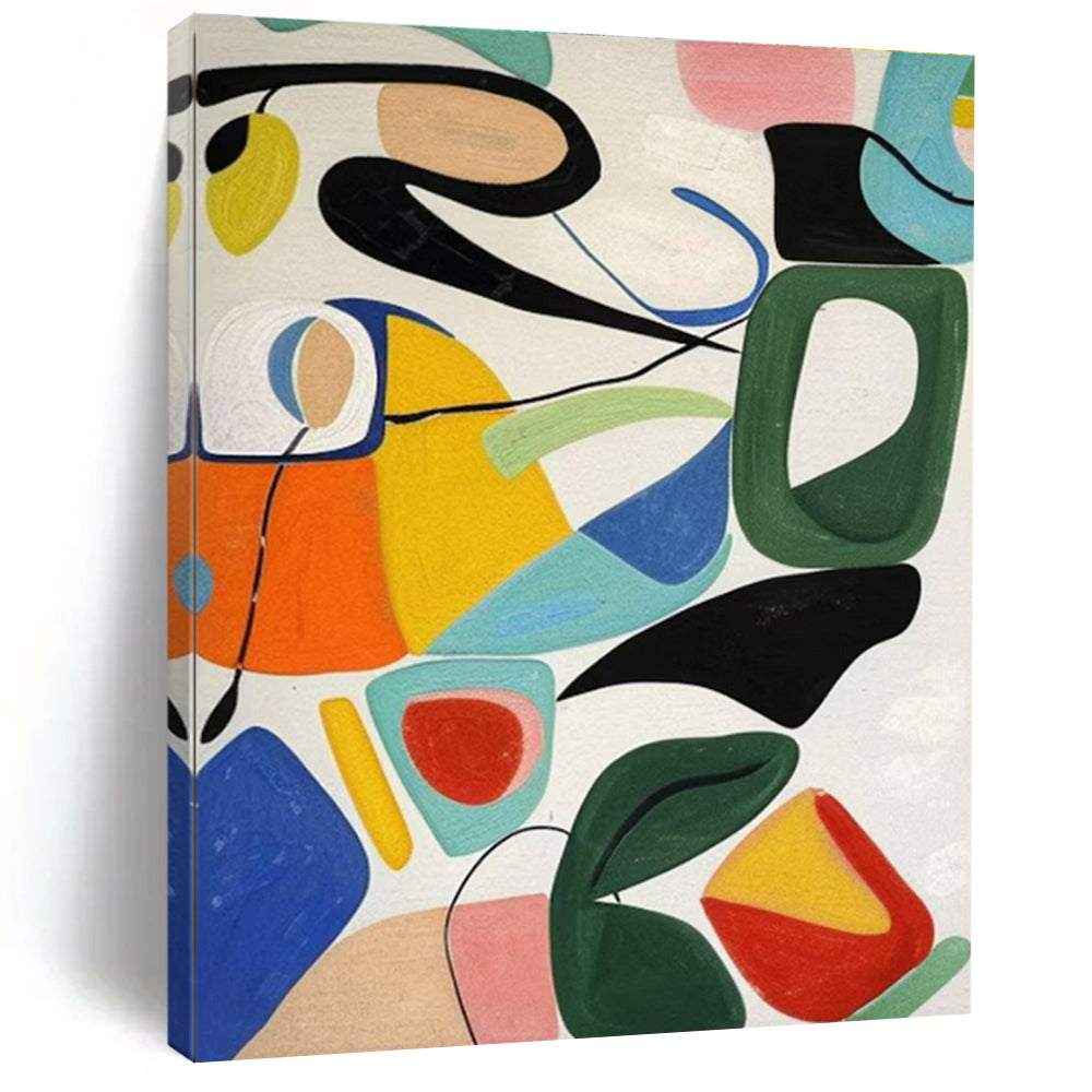 Hand-Painted Gaint Canvas Art with Multicolor Geometric Shapes - Modern Art Acrylic HS535