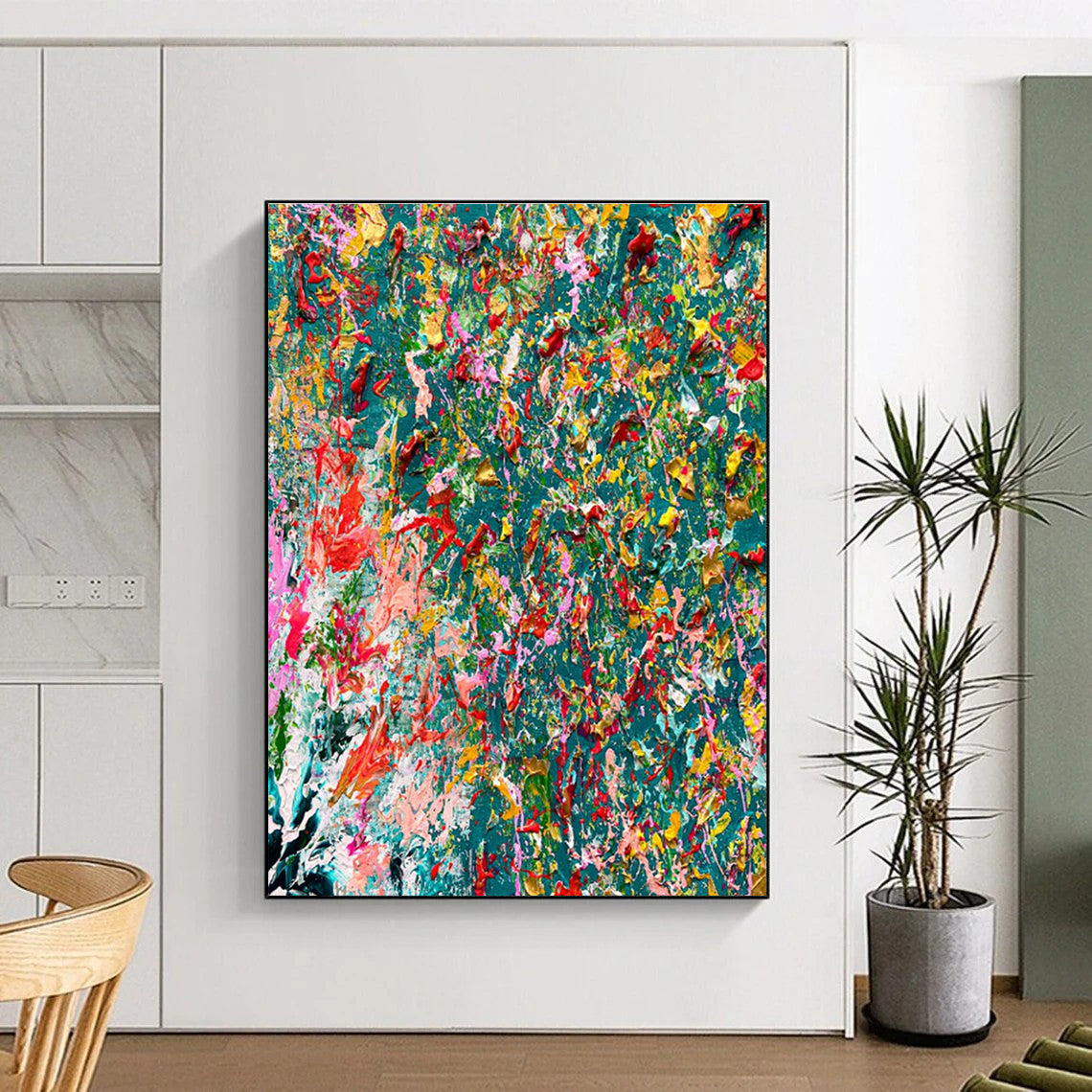 Cool Abstract Paintings Multicolor Dynamic Floral Abstract Art HS723