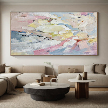 Unique Abstract Art Multicolor Gestural Abstract, Large Contemporary Wall Art HS420
