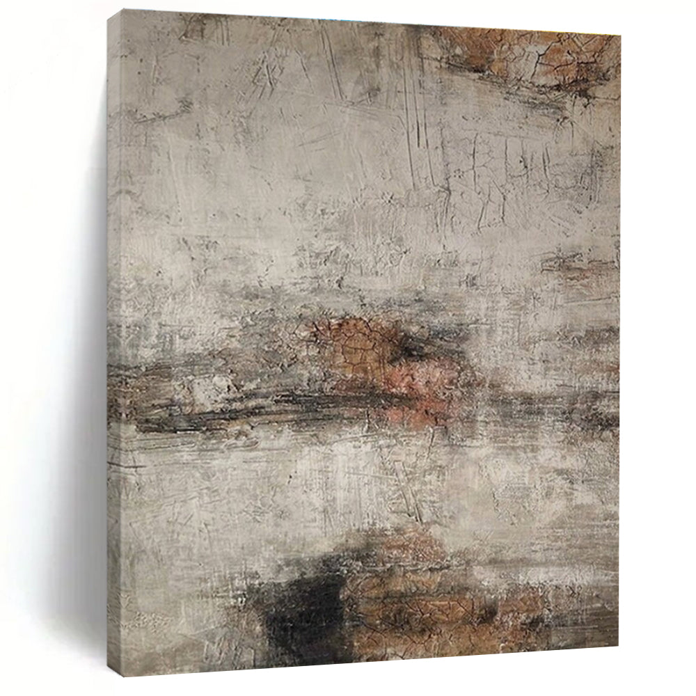 Large Painting In Living Room Gray, Brown, and Black Textured Abstract Art HS629