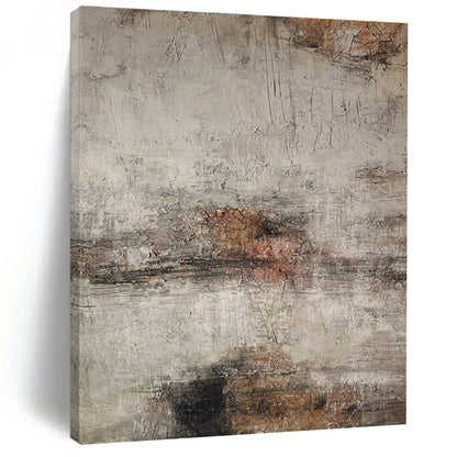 Large Painting In Living Room Gray, Brown, and Black Textured Abstract Art HS629