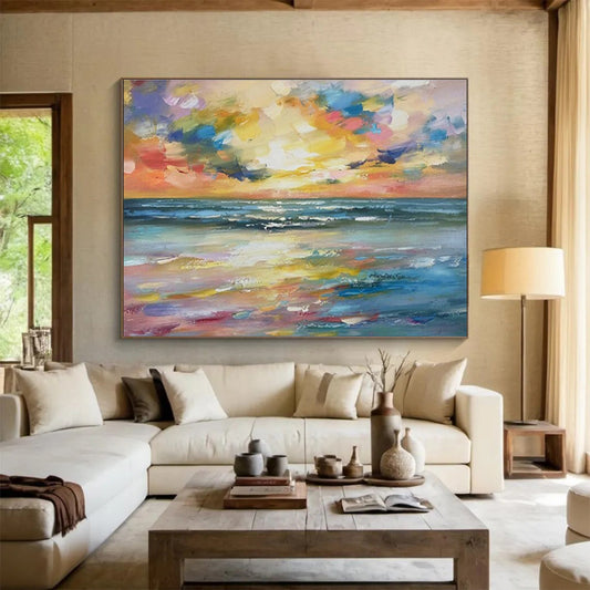 Multicolor Abstract Sunset Seascape Art For Sale WB405