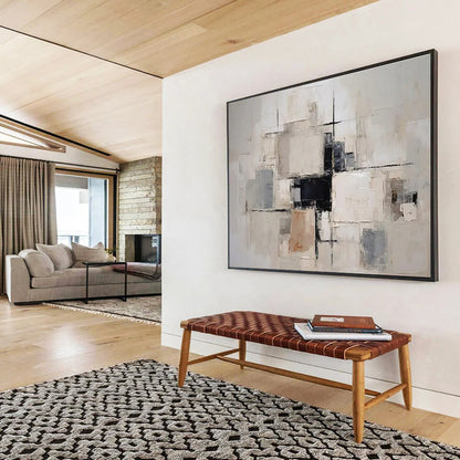 Modern Art Abstract Paintings: Neutral Tones Geometric Abstract Painting WB360