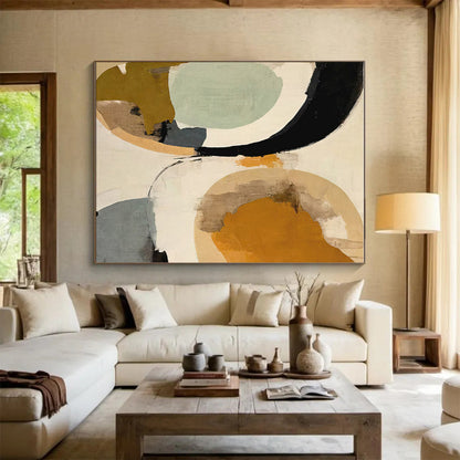 Cool Abstract Paintings Circular Shapes in Warm and Neutral Tones HS579