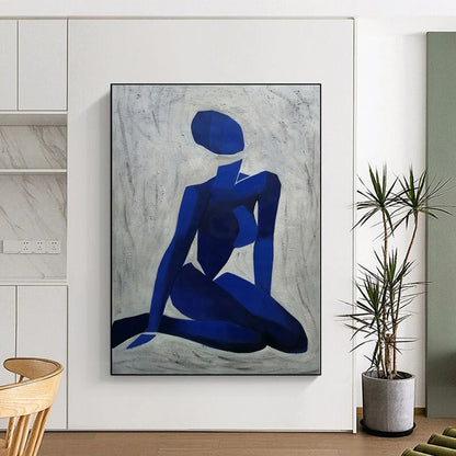 Blue, White Abstract Figurative Art For Bedroom and Art Studio WS426