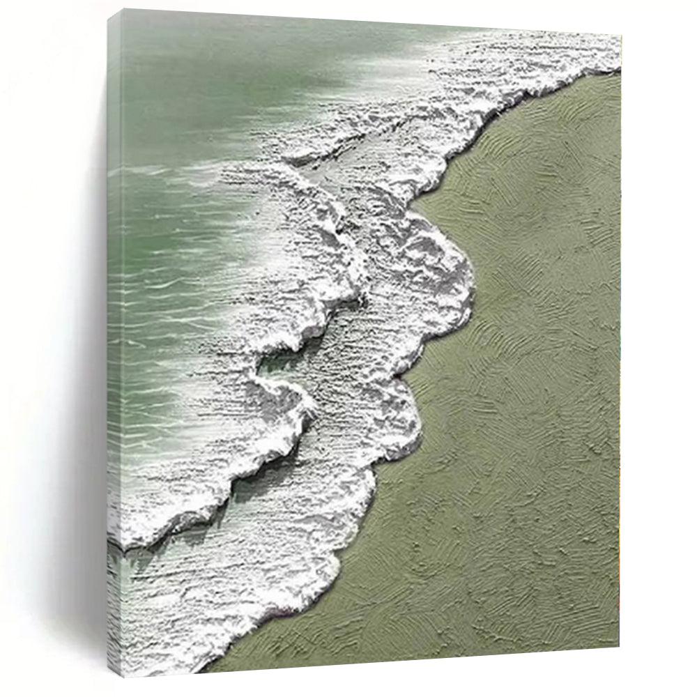 Green, White Abstract Seascape Art For Bathroom and Coastal-Themed Living Room WS422