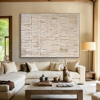 Handmade Art Beige Textured Abstract Painting On Canvas HS819