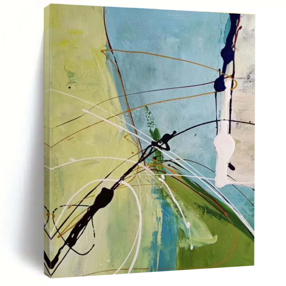 Gaint Canvas Art Multicolor Gestural Abstract, Oversized Abstract Wall Art HS339