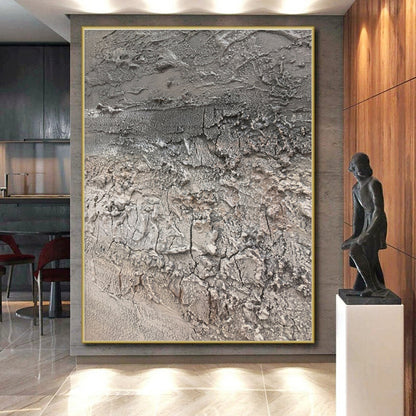 Unique Abstract Art Gray Textured Abstract, Large Contemporary Wall Art HS302