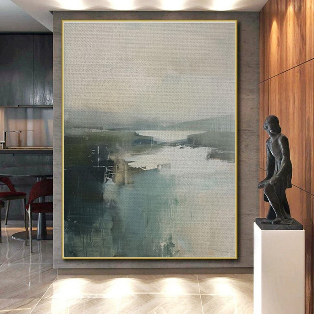 Big Painting Softly Blended Coastal Tones Abstract HS578