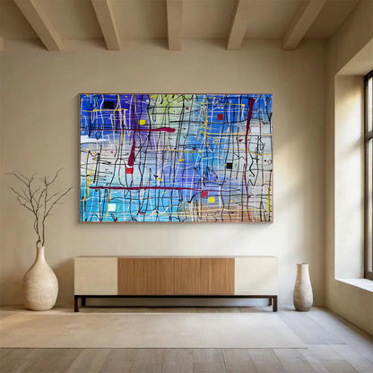 Oversized Canvas Art Multicolor Abstract Expressionist Painting WB150