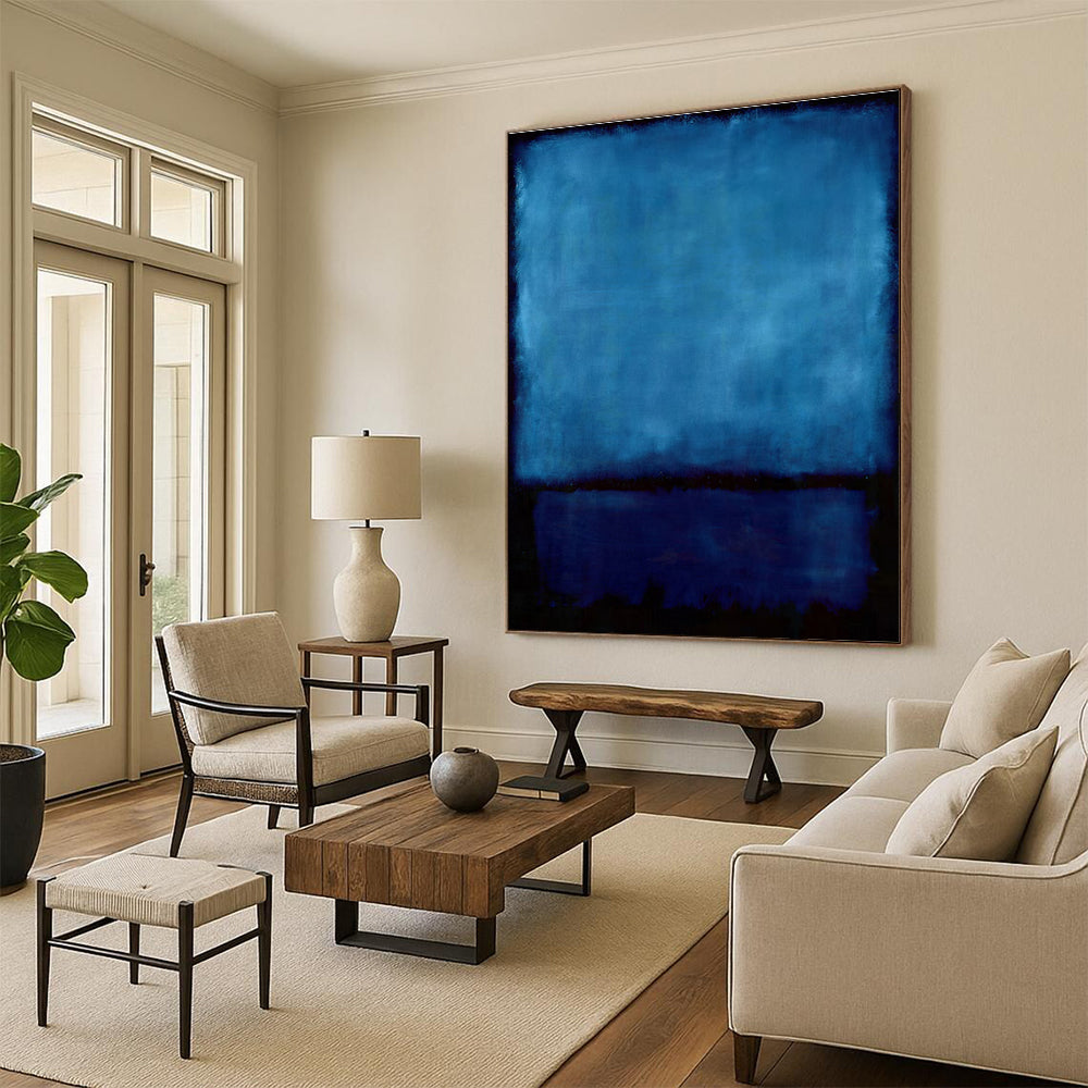 Deep Blue Abstract Color Block Painting For Sale WS496