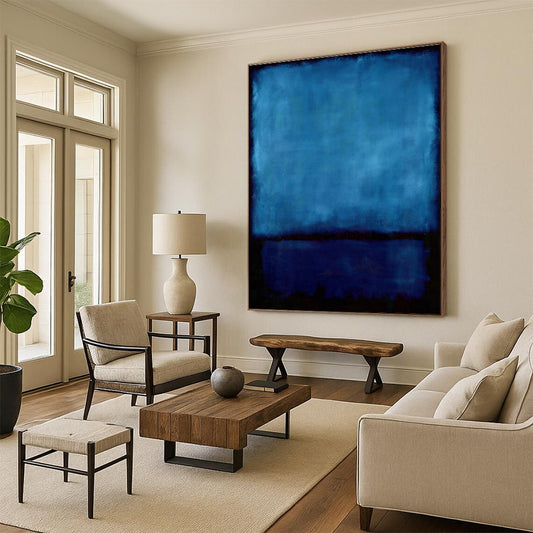 Deep Blue Abstract Color Block Painting For Sale WS496