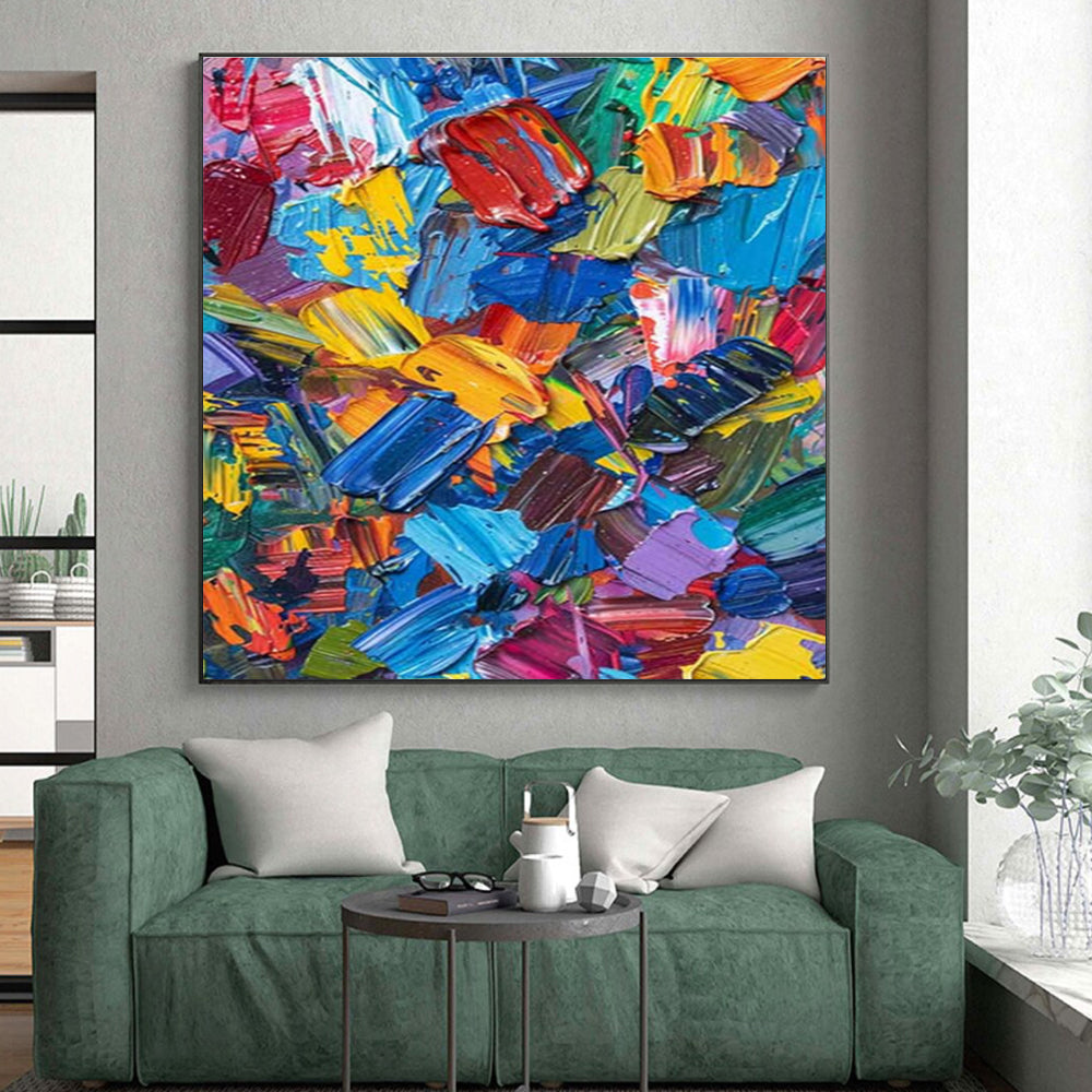 Unique Abstract Art Multicolor Impasto Abstract, Large Contemporary Wall Art HS363