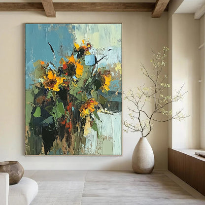 Yellow, Green Abstract Floral Art For Kitchen and Sunroom WS440
