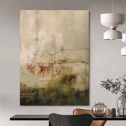 Gray, Green, and Red Textured Abstract Painting For Sale Online WS474