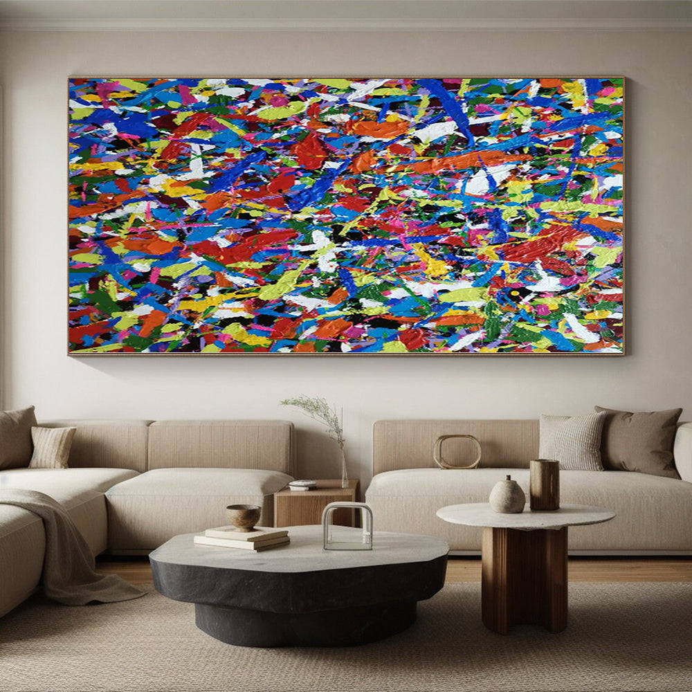 Unique Abstract Art Multicolor Splatter Abstract Painting For Sale HS095