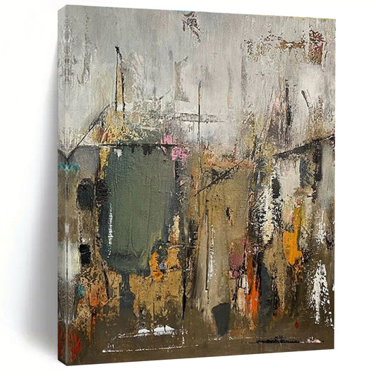 Multicolored Urban-Inspired Abstract Painting HS570