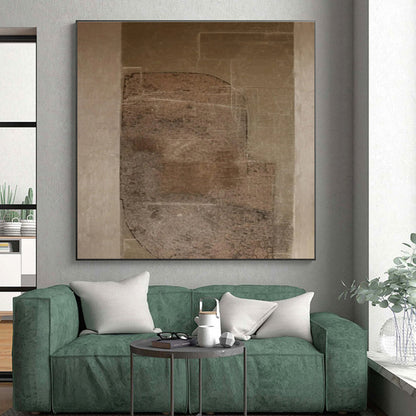 Hand-Painted Art with Brown, Beige and Gray Colors, Textured Abstract Theme HS481