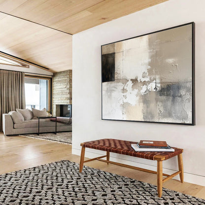 Big Size Beige, Gray and Black Abstract Textured Painting WB111