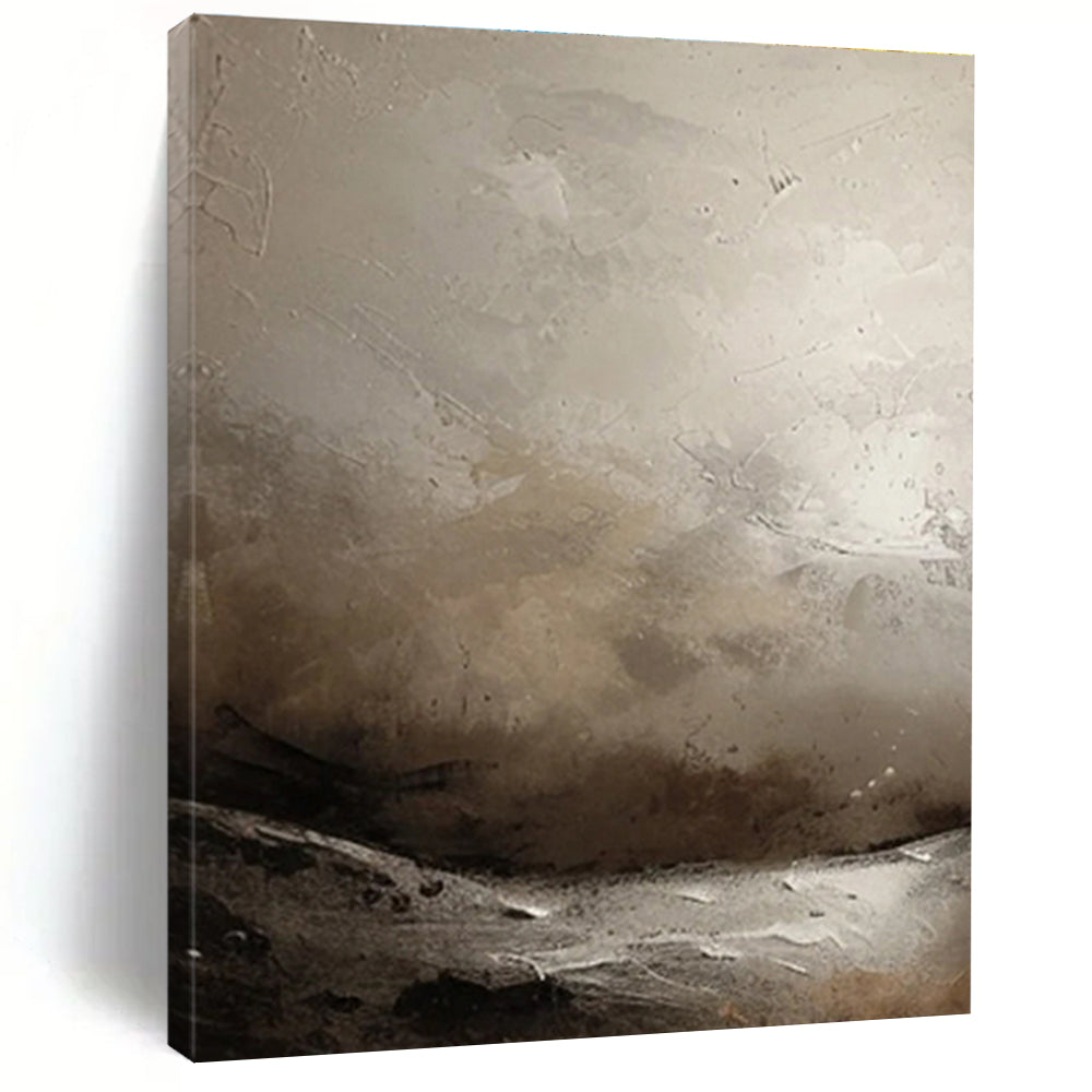 Minimalist Canvas Art with Gray, Beige and Black Colors, Abstract Landscape Theme HS488