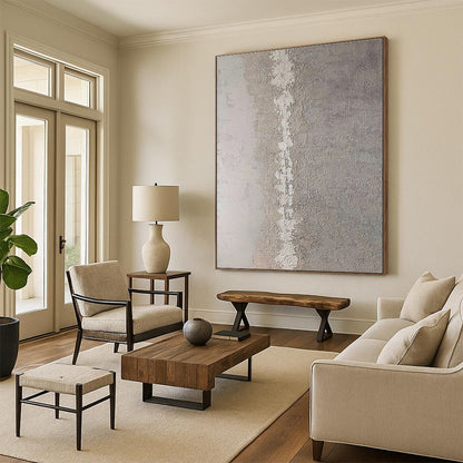 Minimalist Canvas Art Gray Textured Abstract Art HS636