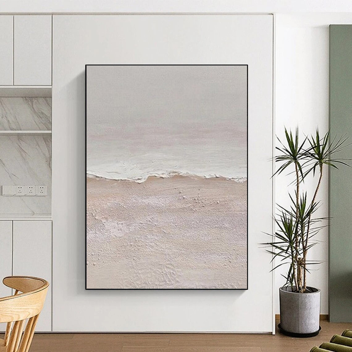 Large Size Textured Neutral Coastal Abstract Art, Cool Abstract Paintings HS550