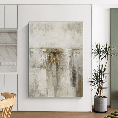 Gaint Canvas Art Gray & Gold Textured Abstract, Oversized Abstract Wall Art HS418