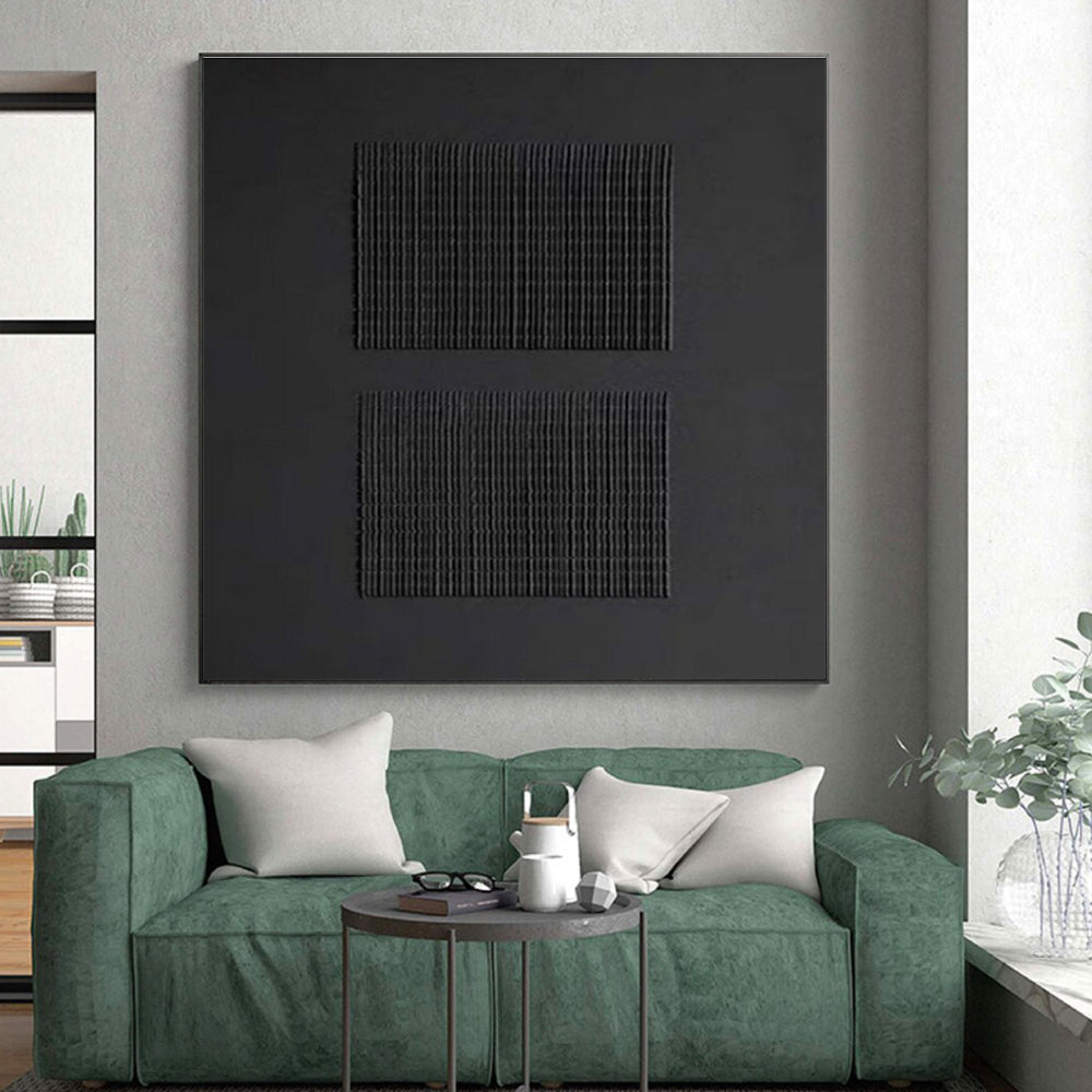 Unique Abstract Art Black Textured Abstract, Large Contemporary Wall Art HS330
