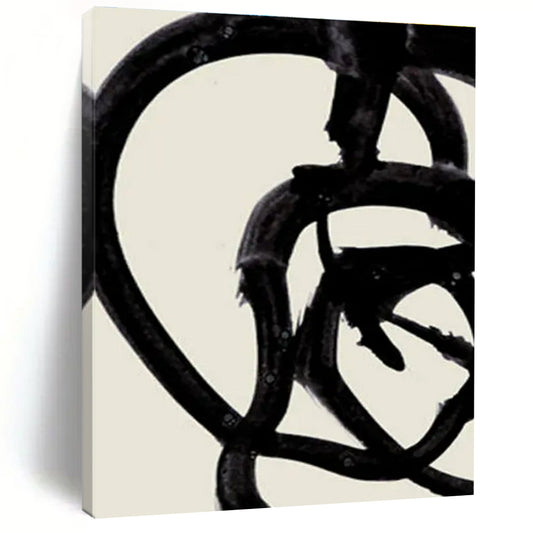 Minimalist Canvas Art Black and White Dynamic Abstract Painting On Canvas HS804