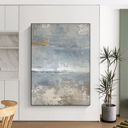 Hand Painted Art Gray and Beige Textured Abstract Painting On Canvas HS817