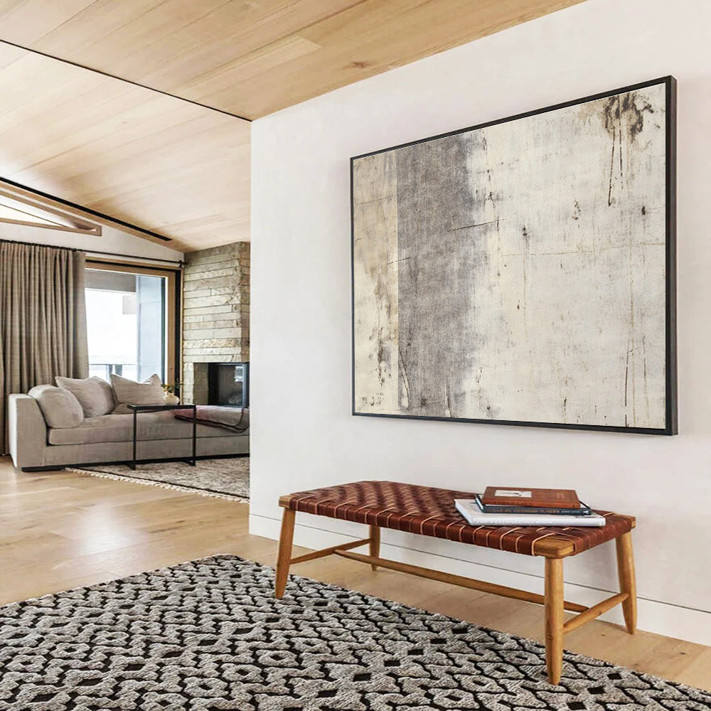 Horizontal Gray Textured Abstract Art WB256