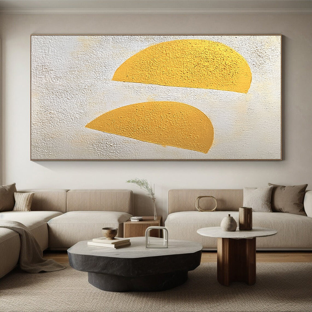 Hand-Painted Yellow Geometric Shapes Textured Abstract Art HS191