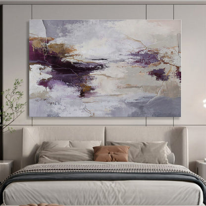 Big Size Purple, Gray and Beige Abstract Textured Painting WB115