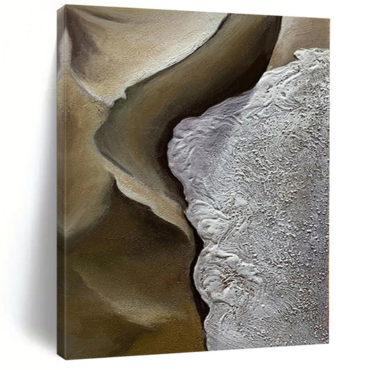 Hand-Painted Brown and Gray Textured Abstract Landscape-like Painting For Sale HS008