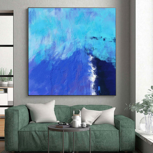 Acrylic Modern Art Paintings Blue and Turquoise Textured Abstract Painting On Canvas HS809
