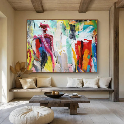 Oversized Canvas Art Multicolor Abstract Figurative Painting WB083