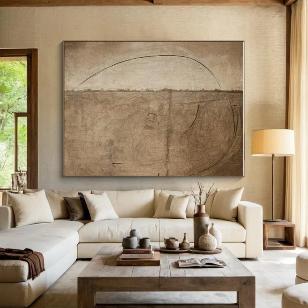 Monochromatic Minimalist Line Abstract Drawing HS563