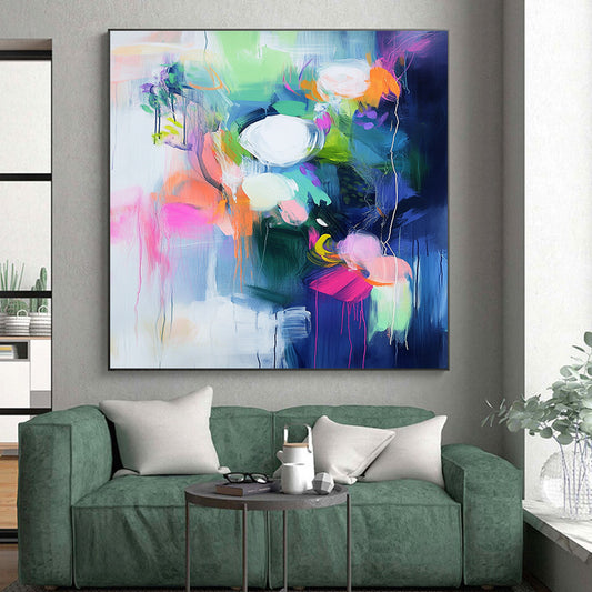 Unique Abstract Art Multicolor Abstract Floral Painting For Sale HS166