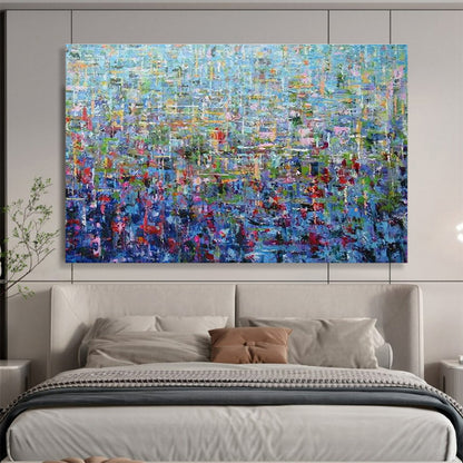 Multicolor Blue-Toned Abstract Textured Art For Sale WB412