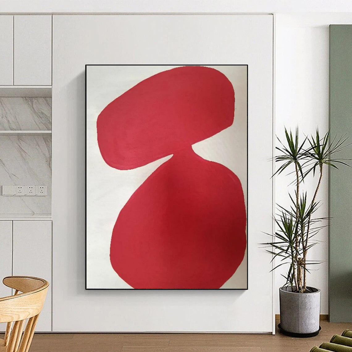 Cool Abstract Paintings Red and White Organic Abstract Art HS644